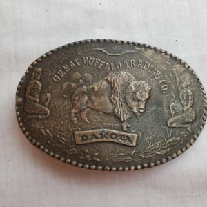 Vintage Gürtelschnalle Dakota Great Buffalo Trading Co. Bergamotte Messing Indianer - Bild 1 von 7