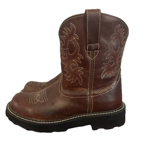 Ariat Boots Fat Baby Brown Leather Western Round Toe Size 7 B Womens 16881 - Picture 1 of 10