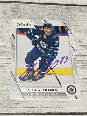 Tarjeta firmada por Nikolaj Ehlers OPC O-PEE-CHEE JSA CERTIFICADO DE AUTENTICIDAD IP automático Winnipeg Jets a Foto 1 de 3