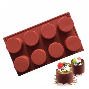 8-Cavity Round Cylinder Soap Mold Cupcake Silicone Mold Handmade Cylinder Mol... - Picture 1 of 8