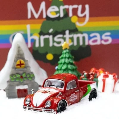 Liberty 1:64 VW Beetle Merry Chirstmas Pickup Truck Classic Model Diecast Car - Image 1 of 4