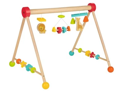 PLAYTIVE(OWIM GMBH & CO. KG) Playtive Baby-Spielbogen Holz Motorik Lernspielzeug 3 Anhänger Löwe Giraffe