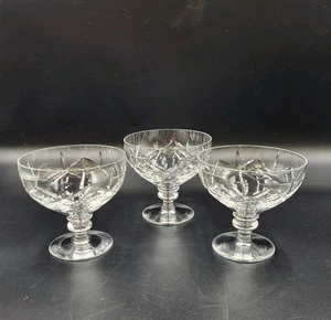 3 Coppie Champagne o Sherbet Vintage Basso Profilo Cristallo, Non Marcate - Foto 1 di 12