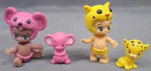 2 Twozies babies with pet figures, Yellow Leopart Lippy and PINK MICE - Picture 1 of 3