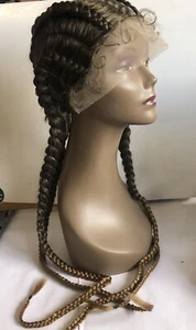 Full Lace Weave All-Back Stitch Braids Cornrows Braids Wig. Glueless Brown Gold - Picture 1 of 5