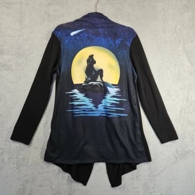 Disney The Little Mermaid Black Graphic Print Long Sleeve Flowy Cardigan Size L - Image 1 of 4