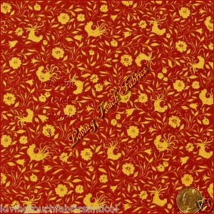 SPRINGS / STEELE CREEK STUDIO "ROOSTER SILHOUETTE" #CP31692 RED PER 1/2 YD - Picture 1 of 1