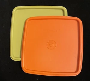 2 Tupperware Replacement Seals Square Away Keeper 1362 1363 Avocado Orange 6.25" - Picture 1 of 5