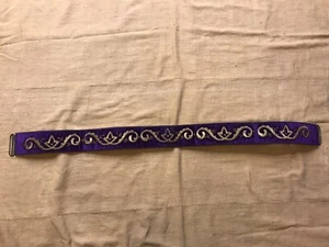 Vintage embroidery silver thread belt, ottoman velvet handmade belt accessories - Picture 1 of 9