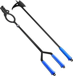 40" Heavy Duty Fire Tong and Fire Poker Set Outdoor Camping Log Grabber Tool US - Picture 1 of 6