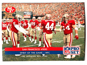 TOM RATHMAN & TEAM San Francisco 49ers 1992 Pro Set SPIRIT OF THE GAME Card #372