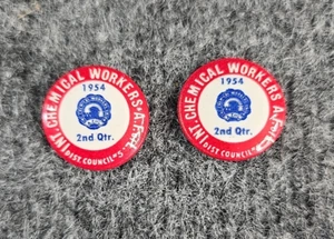 Vtg 1954 Chemical Workers Union AFL District Council Red Pins Lot of 2 Small - Picture 1 of 6