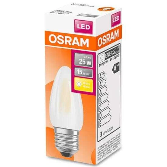 Osram Candle 25W Frosted Filament ES Bulb - Warm White - Image 1 of 1