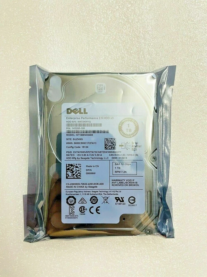 NEW DELL ST1000NX0453 1TB 7.2K 12G 2.5" SFF SAS HARD DRIVE 056M6W 56M6W HDD disk - Image 1 of 4