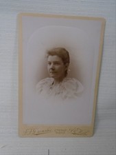 Photo Cabinet Card Stunning Woman in White Angelic Looking dunshee & Hill Photo