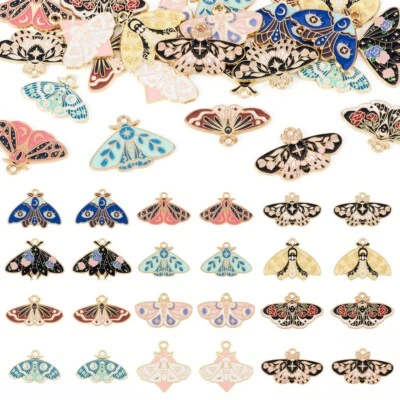 24 piezas colgantes de esmalte de aleación dorada mariposa con dijes de flores 15~26,5x25~30 mm Foto 1 de 4