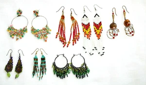 7 Seed Bead Sequin Metal Elegant Boho Fringe Dangle Drop Earrings Pierced -BR1 - Picture 1 of 9