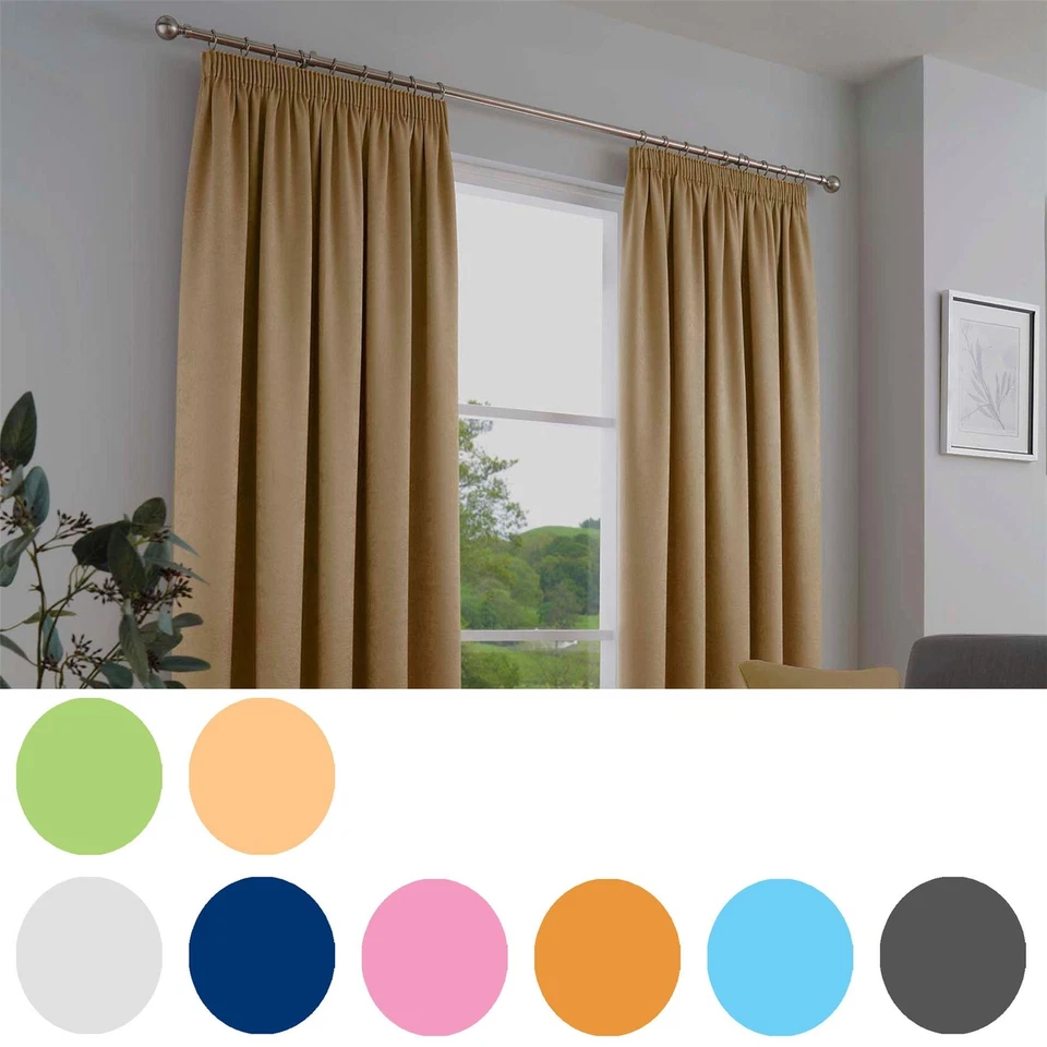 Curtains Fully Lined Dim Out Pencil Pleat Luxury Ready Made 100% Polyester - Image 1 of 1
