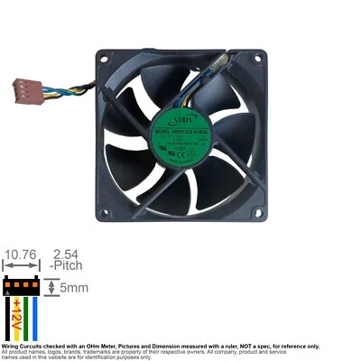 Fan Muffin Cooling DC 12V DC12V 12VDC  92mm 92x92x25 ADDA AD0912UX-A7BGL ZD1IFHF - Image 1 of 4