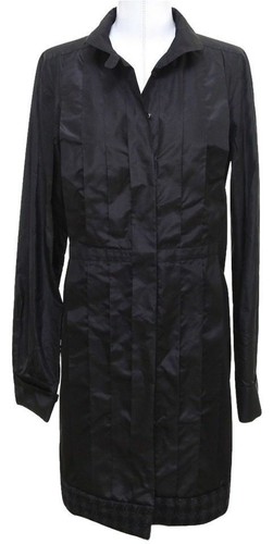 CHANEL Cappotto Abito Nero Seta Taffetà Cashmere Bordo Bottoni 08A 2008