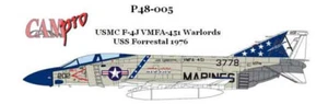 OOP, CAM PRO DECAL, P48-005, 1/48 SCALE, F-4J PHANTOM, VMFA-451 WARLORDS, 1976 - Picture 1 of 4