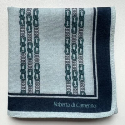 PAÑUELO VINTAGE ARTE CADENA AZUL RAYAS HOMBRE ALGODÓN BOLSILLO CUADRADO 19" B0077 Foto 1 de 3