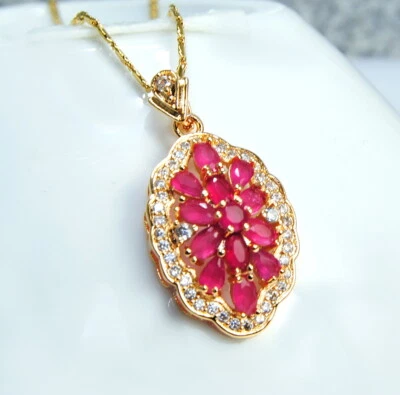  Damenanhänger beachtenswerte Anhänger 18K / 750er Gold vergoldet rot Ruby  - Bild 1 von 2