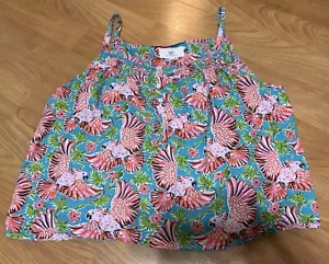 Canotta Printfresh giocosa pappagalli colorata rosa tropicale blu verde 1X - Foto 1 di 9