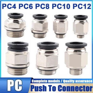 M5 1/8" 1/4" 3/8" 1/2" Push To Connector PC Pneumatic Fitting For Air Compressor - Picture 1 of 45
