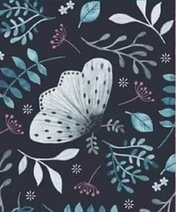 Fabric Picture Panel - Butterfly White Leaves 100% Cotton 10 x 12.5 cm Applique - Picture 1 of 1