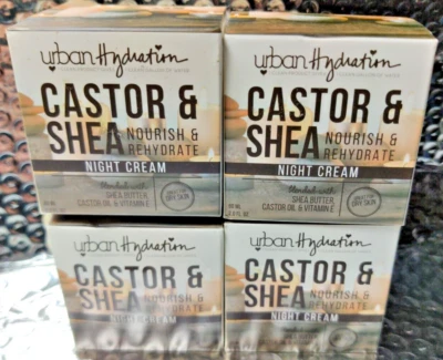 4 Jars Urban Hydration Castor & Shea Night Cream Nourish & Rehydrate Vitamin E - Image 1 of 2