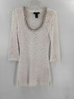 White House Black Market White Crochet Mini Dress XSMALL Embellished Scoop Neck