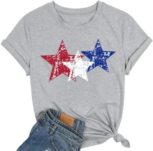 Women American Flag Shirts USA Flag Stars Stripes Graphic Blouse Patriotic Shirt - Picture 1 of 12