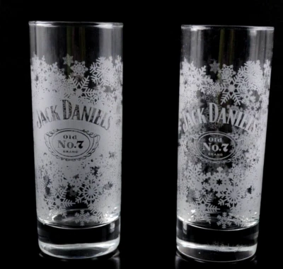 Jack Daniels Antiguo No. 7 copos de nieve grabados, 6 pulgadas Juego de 5 vasos Highball Foto 1 de 4
