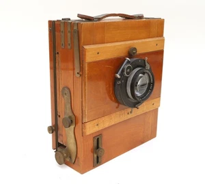 Holz Reisekamera Format 10x15 cm mit Schneider-Kreuznach Xenar 4,5/21 cm - Picture 1 of 5