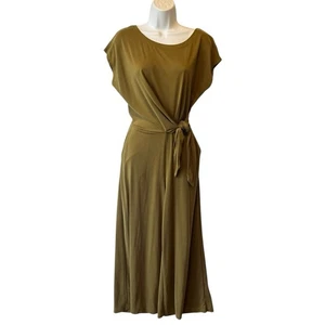 Banana Republic Wide Leg Crop Jumpsuit XS Olivgrün Kurzarm Gebunden Stretch - Bild 1 von 9