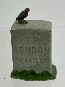 JoHillco 54mm Metal Vintage Toy Figure Pre War Milepost sign With Scarce Robin - Picture 1 of 9
