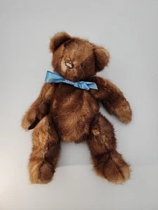 Vintage OOAK Künstler handgefertigt 14" verbunden Nerz Fell Teddybär - Bild 1 von 12