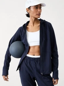ATHLETA Unstoppable Fleece Lined Full Zip Jacket | Navy sz Medium #818765 NEW - Picture 1 of 3