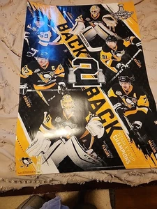 Poster Pittsburgh Penguins Back 2 Back Champs Stanley Cup 36x24 - Foto 1 di 11
