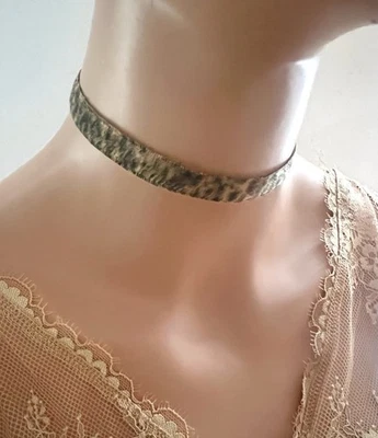 Leopard Velvet Choker Necklace Animal Print Jewelry Leopard Choker For Women - Image 1 of 2