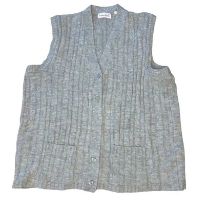 Vintage Men’s Sweater Vest Gray Cable Knit Button Down Size XL - Image 1 of 4