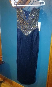 Vestido Corsé Jessica McClintock Gunne Sax Negro Terciopelo Cuello en V Sin Tirantes Talla 5 - Imagen 1 de 16