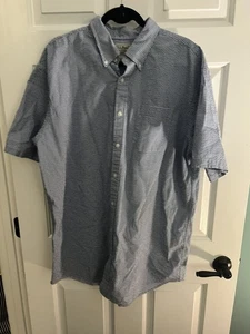 LL Bean Seersucker Shirt Mens XLT Blue Check Traditional Fit Button Up Preppy - Picture 1 of 3