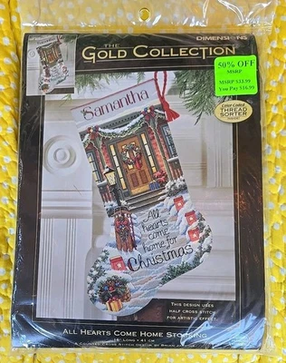 New Dimensions Gold Collection ALL HEARTS COME HOME Christmas Stocking Kit 8739  - Image 1 of 2