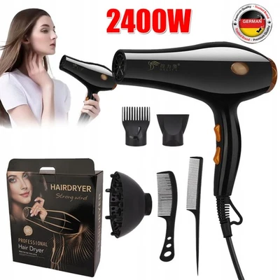 Hair Dryer 2400W Ion Hair Dryer with 3 Diffuser Hair Dryer Professional Hair Dryer Ion Hair Dryer - Image 1 of 4