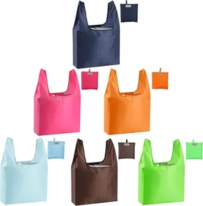 Large Reusable Bags Shopping Washable Foldable 6 Pack Grocery Color - Picture 1 of 7