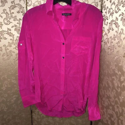 Madewell Бродвей и метла ярко розовый шелк блузка верхний размер очень маленький XS - Изображение 1 из 4