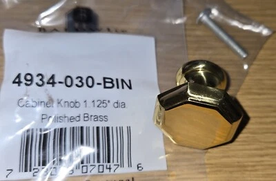 lot 14 Baldwin Brass 4934-030-BIN cabinet knob drawer pull 1.125" polished brass - Image 1 of 4