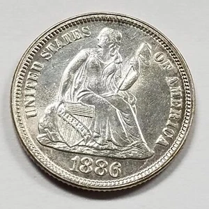 1886 Liberty Seated Dime | Silver 10 c | Philadelphia - Picture 1 of 3